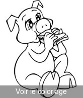 Coloriage Cochon Mangeant Sandwich | Toupty.com