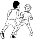 La partie de basket pendant la récréation