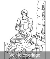 Coloriage L'atelier du cordonnier | Toupty.com