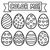Coloriage décoration Pâques : marque-places sans texte en forme d’œufs, motifs simples, coloriage facile (Toupty.com)