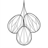 Coloriage décoration Pâques : suspensions d’œufs en papier (origami simple) pendus à une ficelle, dessin facile enfant (Toupty.com)