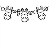 Coloriage décoration Pâques kawaii : guirlande de petits lapins stylisés, silhouettes mignonnes, coloriage enfant (Toupty.com)
