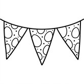 Coloriage décoration Pâques : banderole de fanions sans texte, motifs œufs et pois, dessin enfant facile (Toupty.com)