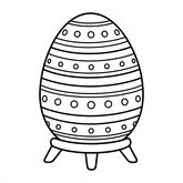 Coloriage décoration Pâques cartoon : œuf décoratif géant sur pied, motifs simples, facile enfant (Toupty.com)