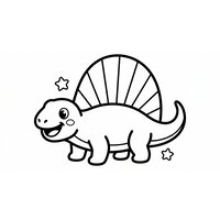 Coloriage dimetrodon kids-friendly style jouet, formes rondes, grande voile en arc et petites étoiles