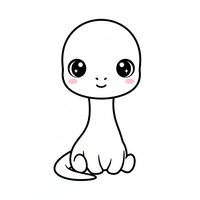 Coloriage diplodocus kawaii bébé assis, contours épais, à imprimer