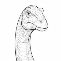 Coloriage diplodocus gros plan tête et cou, semi-réaliste, contours nets