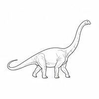 Coloriage diplodocus réaliste épuré en marche, profil, contours nets
