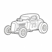 Coloriage dragster rétro cartoon (vue 3/4) | Toupty.com