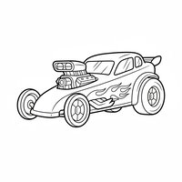 Coloriage dragster double moteur cartoon (vue 3/4) | Toupty.com