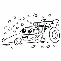 Coloriage dragster sous confettis (style kawaii) | Toupty.com