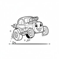 Coloriage dragster en saut rigolo (vue 3/4) | Toupty.com