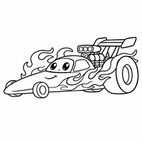 Coloriage dragster rigolo avec flammes géantes | Toupty.com
