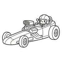 Coloriage dragster avec pilote kawaii (vue 3/4) | Toupty.com