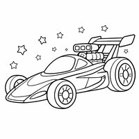 Coloriage dragster futuriste amusant (style cartoon) | Toupty.com