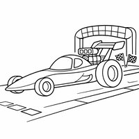Coloriage dragster sur piste simplifiée (vue de profil) | Toupty.com