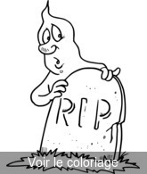 Coloriage Fantôme derrière pierre tombale | Toupty.com