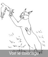 coloriage caracal attrape un oiseau