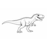 Coloriage Giganotosaurus semi-réaliste de profil avec crâne allongé et bras à trois doigts