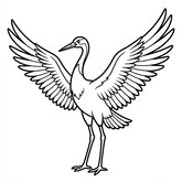 Coloriage grue ailes déployées : pose majestueuse, dessin simple à colorier (Toupty.com)