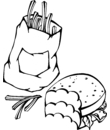 hamburger entamé et frites