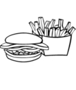 hamburger et portion de frites
