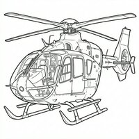 Coloriage hélicoptère réaliste simplifié en vue 3/4 pour enfant