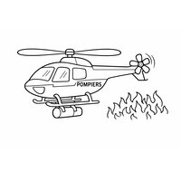 Coloriage hélicoptère pompier cartoon avec réservoir d’eau