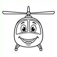 Coloriage hélicoptère kawaii vu de face avec grands yeux et sourire