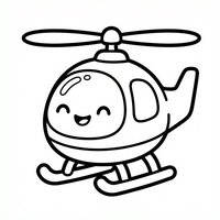 Coloriage mini hélicoptère chibi compact facile pour enfant