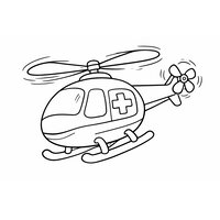 Coloriage hélicoptère de sauvetage en vol avec croix médicale