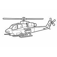 Coloriage hélicoptère militaire semi-réaliste vu de profil gauche