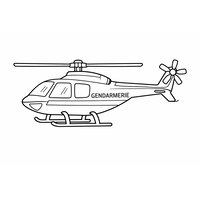 Coloriage hélicoptère de gendarmerie semi-réaliste vu de profil droit