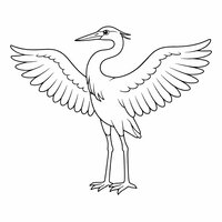 Coloriage héron semi réaliste simple qui étire ses ailes, grandes sections faciles à colorier