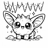 Coloriage univers Hytale : créature des cavernes kawaii avec stalactites à imprimer