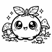 Coloriage univers Hytale : petite créature magique kawaii avec champignons à imprimer