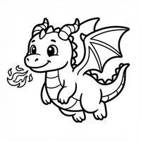 Coloriage univers Hytale : petit dragon cartoon en vol à imprimer