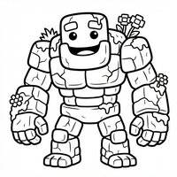 Coloriage univers Hytale : grand golem de pierre gentil à imprimer
