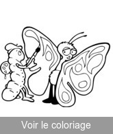 a imprimer coloriage chenille papillon