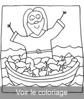 coloriage Jésus et le pêche miraculeuse