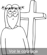 coloriage Jésus et sa croix