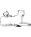 image GIF lion noir & blanc pour colorier