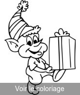 Coloriage Petit Lutin porte un cadeau | Toupty.com