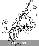 Coloriage Lutin suspendu à guirmande de noël | Toupty.com