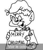 Coloriage Lutin souhaite joyeux Noël | Toupty.com