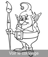 Coloriage Lutin avec un grand pinceau | Toupty.com