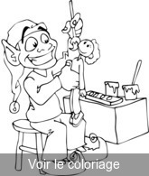 Coloriage Lutin qui prépare les cadeaux | Toupty.com