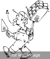 Coloriage Maçon avec briques et truelle | Toupty.com
