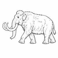 Coloriage mamouth réaliste épuré en marche, profil, grandes défenses