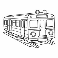 Coloriage métro ancien rétro cartoon avec phares ronds, vue 3/4, enfant | Toupty.com